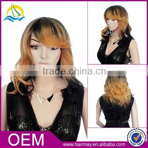 Top Quality Cheap Kinky Curly Synthetic Short Wig Ombre Lolita Lace Front Ombre Wig thumbnail-1