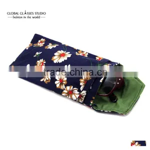 New Hot Selling Soft Cloth Bag Sunglasses Glasses Pouches Blue Yellow Flower Reading Glass Bag & Small Sunglass Pouches BDH05D thumbnail-5