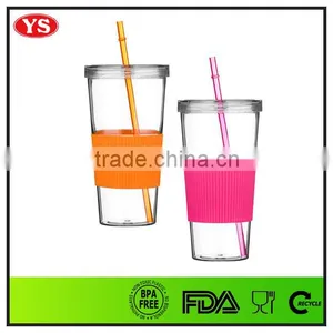 24oz Bpa Free Single Wall Plastic Reusable Cup With Straw thumbnail-6