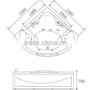 China Supplier Bathroom Corner Whirlpool Bath Tub CE Two People Indoor Whirlpool Massage Bathtub 1500 thumbnail-3