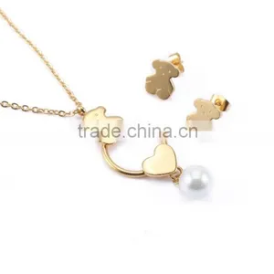 Chile Hot Selling High Quality Factory Price 18k Gold Plated Bear Design Charming Jewelry Set thumbnail-3