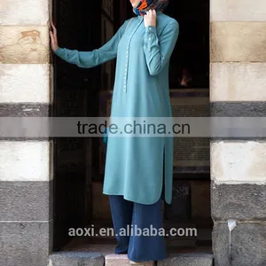 Oem Supplier Split Side Fashion Design Long Sleeve Pearl Chiffon Muslim Women Party Dress thumbnail-3