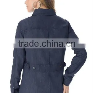 Least Design Women's Plus Size Long Jean Varsity Jacket thumbnail-2