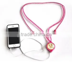 Plastic Bead Telescopic Necklace Earphone Multifunctional Communication Device With a Microphone In-ear Headset thumbnail-1