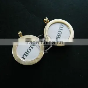 14mm Round Bezel Base Tray Setting 14K Light Gold Plated Brass Photo Frame Brass Custom Pendant Charm Locket DIY1850232 thumbnail-2