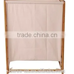 Excellent Simple Cheap Bamboo Laundry Storage Basket With Cotton Liner thumbnail-2