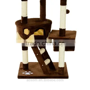 Pawhut Coffee Cream 260cm Cat Tree Kitten Activity Center thumbnail-6