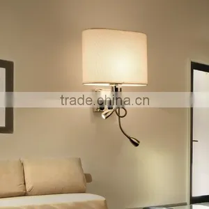 Chrome Body Fabric Shade Led Modern Hotel Wall Lamp For Project And Bedroom thumbnail-3