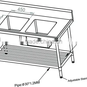 Wholesales Commercial Kitchen Stainless Steel Sink Table thumbnail-4