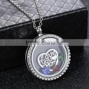Wholesale Mothers Day Gift Rose Floral Pendant Necklace for Heart Shape Charm Necklace for Mothers Day thumbnail-4