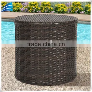 Outdoor Wicker Rattan Barrel Side Table Patio Furniture thumbnail-1