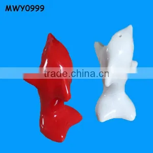 Red and White Dolphin Shape Salt Pepper Shaker thumbnail-1