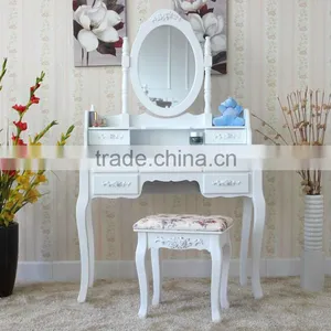French Style Dressing Table /NEW WHITE DRESSING ROOM TABLE WITH MIRROR AND STOOL BEDROOM DESK HAIR MAKE UP thumbnail-2