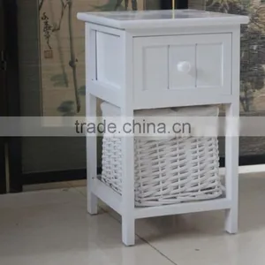 White Wooden Wicker Chest of Drawers ,Wooden Storage Chest thumbnail-1