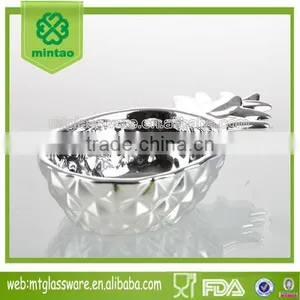 Top Grade Electroplate Silver Color Ceramics Pineapple Salod Bowl thumbnail-1
