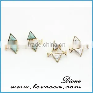 Fashion Women Green Turquoise Earrings Double Side Stud Earrings Jewelry thumbnail-3