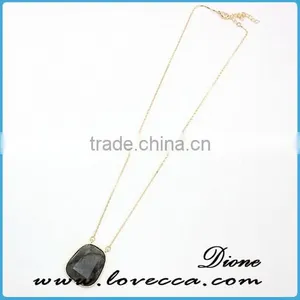Wholesale Synthetic Gemstone Tassel Necklace With Long Gold Druzy Chain thumbnail-5