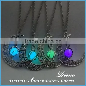 Gift for Her Glow in the Dark Necklace,Lunar Moon Pendant,Crescent Moon Necklace thumbnail-6