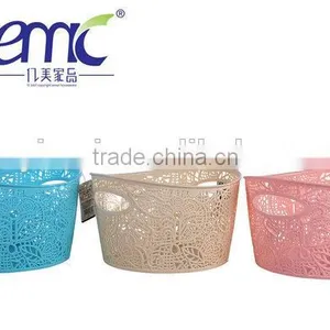 Lace Basket With 2 Sizes, Plastic Lace Basket With Handle, Round Shape Basket thumbnail-1