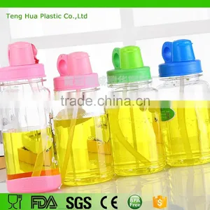 Pink Lid Plastic Baby Bottle Eco-friendly Clear Baby Bottle With Straw thumbnail-1