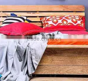 Natural Mango Wood Finish Wooden Queen Size Bed With Storage thumbnail-1
