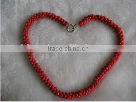 Wholesale 17" 4mm Red Coral Beads Necklace Jewelry Set thumbnail-1