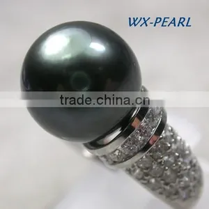 Golde Pearl Silver Ring With Tahitian Black Pearl thumbnail-3
