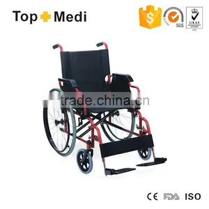 TOPMEDI Foldable Steel Manual Wheelchair for Elderly and Disabled People thumbnail-1