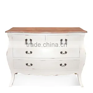 Buffet Console Bombay 4 Drawers White Distressed Mahogany Wood Furniture thumbnail-3