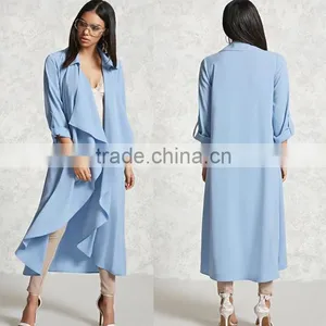 2017 New Items Women Clothes Wholesale OEM Coats And Jackets Midweight Draped Front Cardigan Longline Xxxl Jackets thumbnail-1