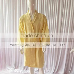 Yellow Unisex Soft Long Robes Nightwear Thick Winter Pajamas Waffle Robe Women Cotton Spa Shower Homewear thumbnail-1