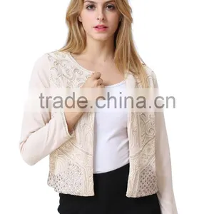 Guangzhou Factory Casual Beautiful Lady Blazer /Jacket With Embroideried Detail for Ladies thumbnail-2