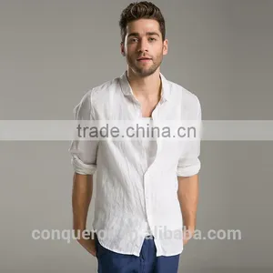 Men's White Linen Shirt HOT! MSRL0043 thumbnail-4