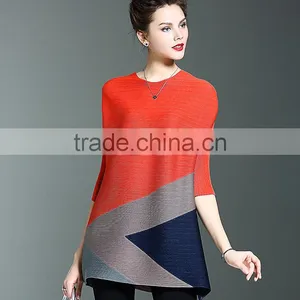 Latest New Womens Big Yards Loose Contrast Color Fold Dress thumbnail-3