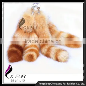 CX-R-04 Wholesale Genuine Raccoon Tail Keychain thumbnail-1