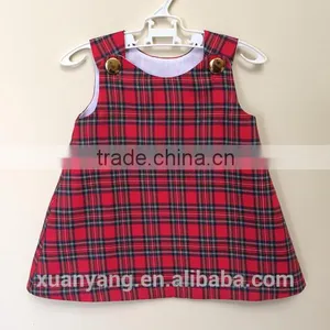 New Fashion Red Plaid Children Boutique Toddler Clothing Lovely Baby Girl Summer Dress thumbnail-1