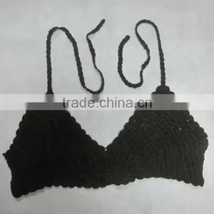 Crochet Lady's Coffee Underwired Bra thumbnail-1