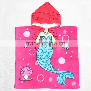 Hotsale Velour Printing Cotton Poncho Towel for Kids,custom Terry Cloth Poncho Hooded Beach Towel for Promotion thumbnail-1