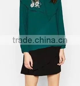 Runwaylover EY2373B Europe Style 2017 Ladies Fashion Falbala Embroidery Blouse thumbnail-2