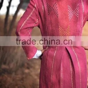 Vintage Kantha Long Jacket in Fuchsia & Gold ~ Extra Extra Large thumbnail-3