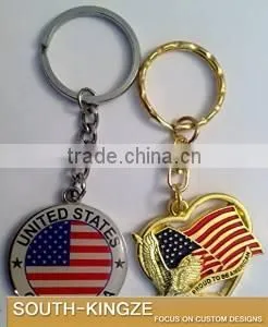 United States Aluminum Alloy/Gold Plated Embossed Metal Keychain thumbnail-1