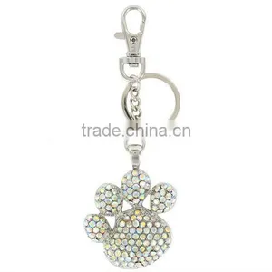 Aurora Borealis Crystal Paw Print Keychain thumbnail-1