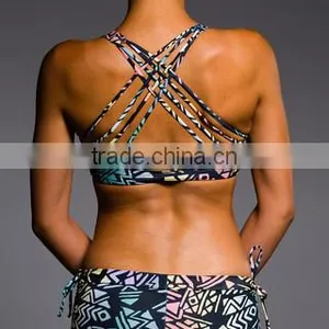Hot Sexy Dry Fit Polyester Spandex Women Sports Bra Sublimation Printed Custom Made Sports Bra thumbnail-1