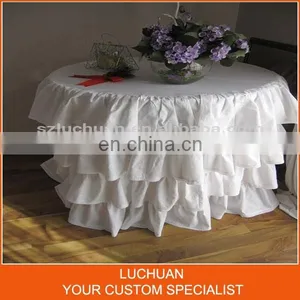 Fancy Product Tiered White Steps In Table Skirt For Wedding Decorative thumbnail-2