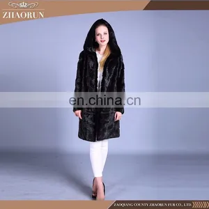 Low Price Winter Mink Fur Coat Ladies Long Type and Black Mink Fur Garment With Zipper Adjusted thumbnail-6
