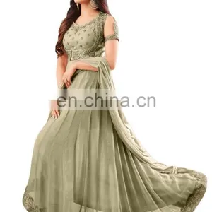 Ladies Georgette Anarkali Suit With Zari Embroidery For Party Wear 2017 thumbnail-2