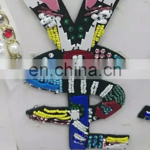 Luxury Letter Flower Sequin Beaded Patches Embroidery Flower Bead Applique Patch thumbnail-4