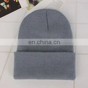 Customize Wholesale Multicolor Hooded Hat Solid Color Knitted Unisex Woolen Caps thumbnail-5