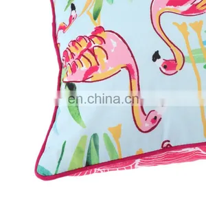 Outdoor Accent Pillow Cover Flamingo Paradise Large Water UV Stain-Resistance Tropical Decorative Replacement Cushion Cover thumbnail-7