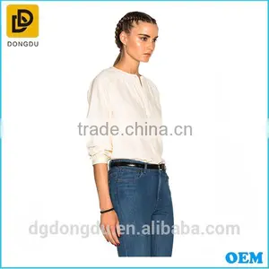 European Style Women Casual White Blouse Low Price Cotton Blouse for Ladies thumbnail-2